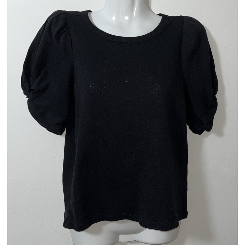 Ella Moss Women's Linnea Twist SLV Top‎ Blouse XS Black Puffy Sleeve Feminine